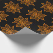 Amber op Black Sketchy Flowers Cadeaupapier (Hoek)