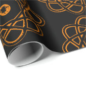 Amber op zwarte Atom Symbolen Cadeaupapier (Rol Hoek)