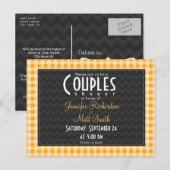 Amber Oranje Gingham Couples Douche Uitnodiging Briefkaart (Voorkant / Achterkant)