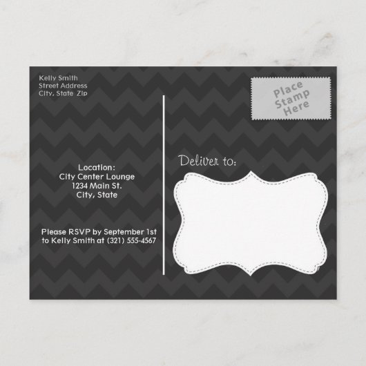 Amber Oranje Gingham Engagement Party Uitnodiging Briefkaart (Achterkant)