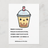 Amber Oranje Kawaii Bubble Tea Verjaardagsfeestje Briefkaart (Voorkant)