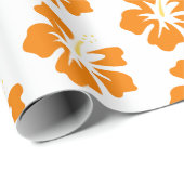 Amber over White Hibiscus Cadeaupapier (Rol Hoek)