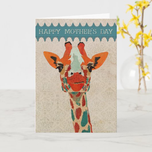 Amber Peeking Giraffe Moederdag Kaart II (Gele Bloem)
