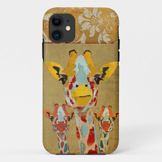 Amber Peking Giraffes Gold Damask iPhone Case (Achterkant)