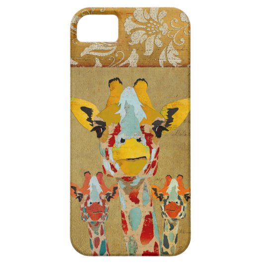 Amber Peking Giraffes Gold Damask iPhone Case (Achterkant)