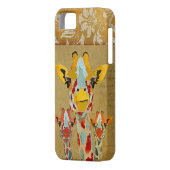 Amber Peking Giraffes Gold Damask iPhone Case (Achterkant Links)
