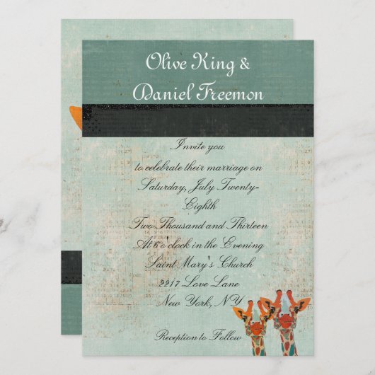 Amber Peking Giraffes Weddenschap Kaart (Voorkant / Achterkant)