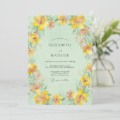 Amber Petal Mint Bruiloft Kaart (Staand voorkant)