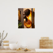 Amber Resin Sculpture – Elegante muurschans Poster (Keuken)