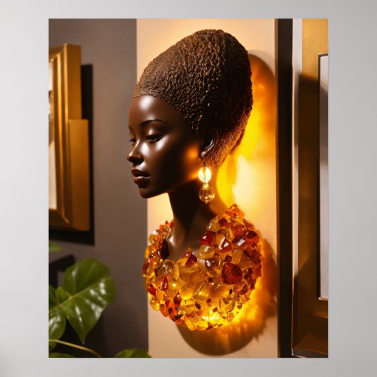 Amber Resin Sculpture – Elegante muurschans Poster (Voorkant)