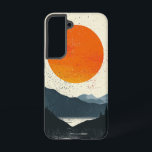 Amber Ridge Silhouette Telefoonhoes Samsung Galaxy Hoesje<br><div class="desc">Een scherp silhouet van woestijnruggen gloeit tegen een brandende amberkleurige zon,  waardoor een gedurfd en boeiend zonsondergangontwerp ontstaat.</div>