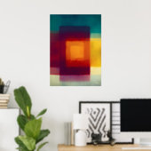 Amber Rode Kleurveld Abstracte Moderne Wandkunst Poster (Thuiskantoor)