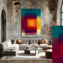 Amber Rode Kleurveld Abstracte Moderne Wandkunst Poster
