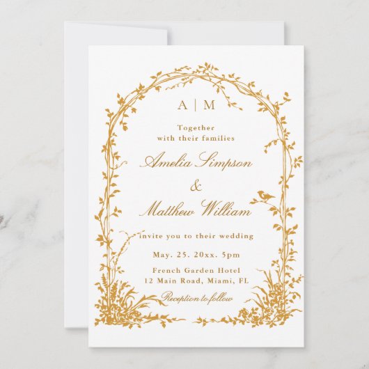 Amber Romantic Botanical Arch Garden Fall Wedding Kaart (Voorkant)