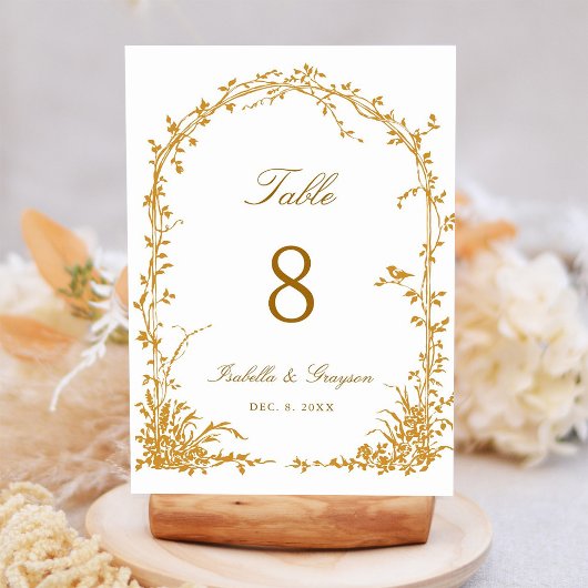 Amber Romantic Botanical Arch Garden Wedding Kaart