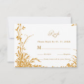 Amber Romantic Botanical Garden Wedding RSVP Kaartje (Voorkant)