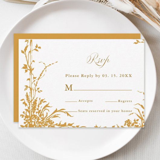 Amber Romantic Botanical Garden Wedding RSVP Kaartje