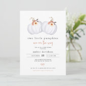 AMBER Rustic Two Little Pumpkins Twin Baby shower Kaart (Staand voorkant)