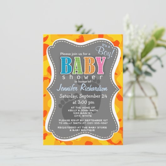 Amber Sinaasappel Camo; Camouflage Kaart (Staand voorkant)