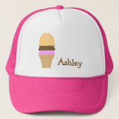 Amber Sinaasappel Chevron; Ice Cream Cone Trucker Pet (Voorkant)