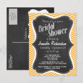 Amber Sinaasappel Chevron;  krijtbord look Uitnodiging Briefkaart (Voorkant / Achterkant)