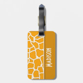 Amber Sinaasappel Giraffe Print; Gepersonaliseerd Bagagelabel (Achterkant verticaal)