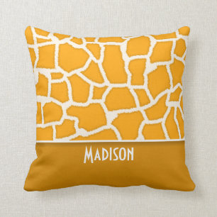 Amber Sinaasappel Giraffe Print; Gepersonaliseerd Kussen