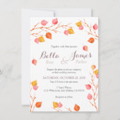 Amber Sky Autumn Leafs Fall Wedding Invitations Kaart (Voorkant)