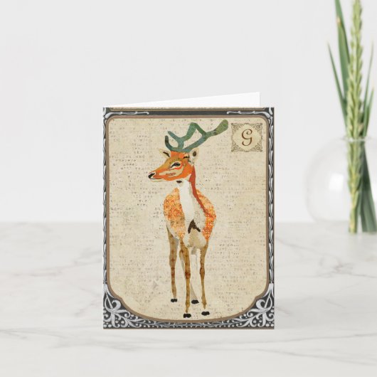 Amber Stag Monogram Notecard Notitiekaartje (Voorkant)
