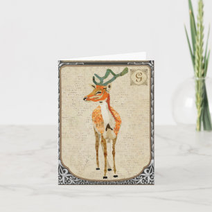 Amber Stag  Monogram Notecard Notitiekaartje