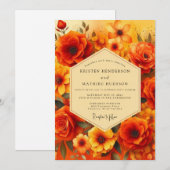 Amber Sunset Flora Wedding Kaart (Voorkant / Achterkant)
