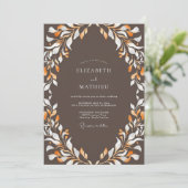 Amber Taupe Blad Bruiloft Kaart (Staand voorkant)