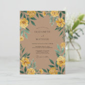 Amber Taupe Ranunculus Eucalyptus Bruiloft Kaart (Staand voorkant)