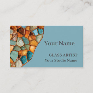 Amber Turquoise Stained Glass Business Card Visitekaartje