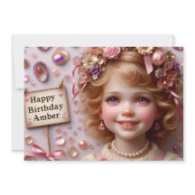 AMBER ~ Verjaardag Uitnodiging ~ Aanpasbaar ~