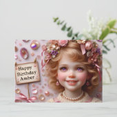 AMBER ~ Verjaardag Uitnodiging ~ Aanpasbaar ~ (Staand voorkant)