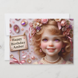 AMBER ~ Verjaardag Uitnodiging ~ Aanpasbaar ~