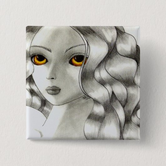 Amber Vierkante Button 5,1 Cm (Voorkant)