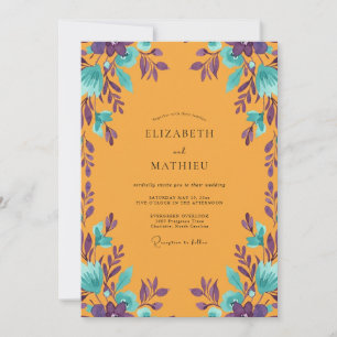 Amber Violette Blad Bruiloft Kaart