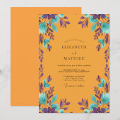 Amber Violette Blad Bruiloft Kaart (Voorkant / Achterkant)