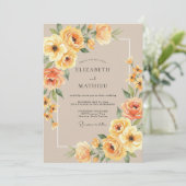 Amber Warme Botanische Bruiloft Kaart (Staand voorkant)