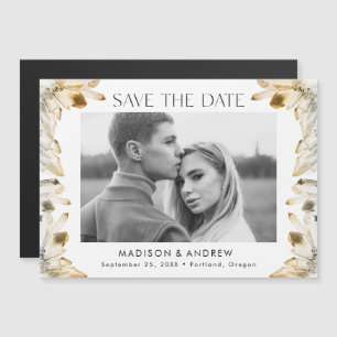 Amber Watercolor Kristallen Foto Save the Date Magnetische Uitnodiging