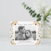 Amber Waterverf Crystal Photo Save the Date Aankondigingskaart (Staand voorkant)