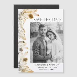 Amber Waterverf Kristal Foto Save the Date Magnetische Uitnodiging