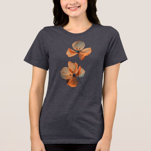 Amber Whisper Petals in the Dark Quiet Bloom Ember Tri-Blend Shirt (Voorkant)