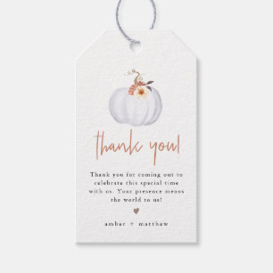 AMBER White Pumpkin Cute Oranje Herfst Floral Cadeaulabel