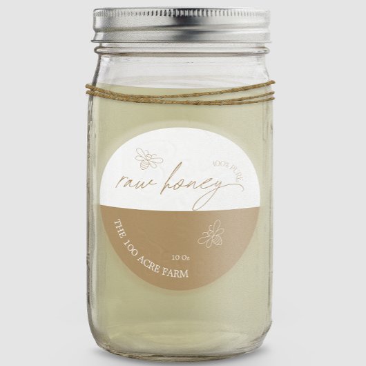 Amber & Wit Moderne Apiary Raw Honing Ronde Sticker