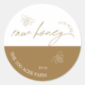 Amber & Wit Moderne Apiary Raw Honing Ronde Sticker (Voorkant)