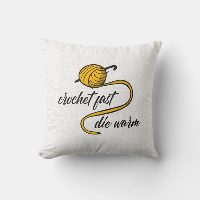 Amber Yellow Crochet Fast, Die Warm Kussen (Voorkant)