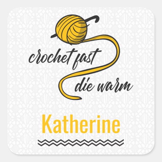 Amber Yellow Crochet Fast, Die Warm Vierkante Sticker (Voorkant)